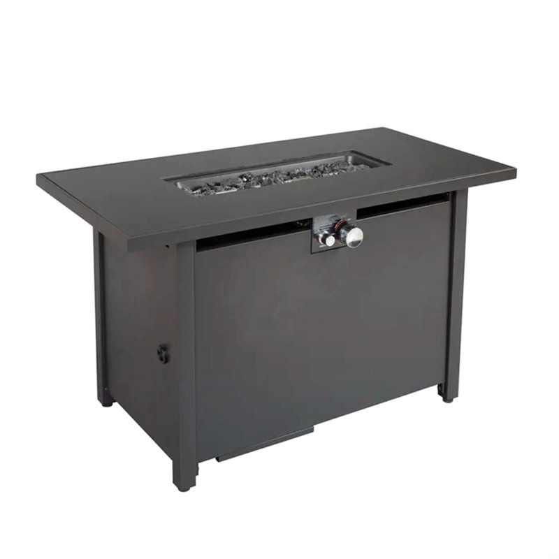 25" H X 42" W Steel Outdoor Fire Pit Table With Lid, Black, Black
