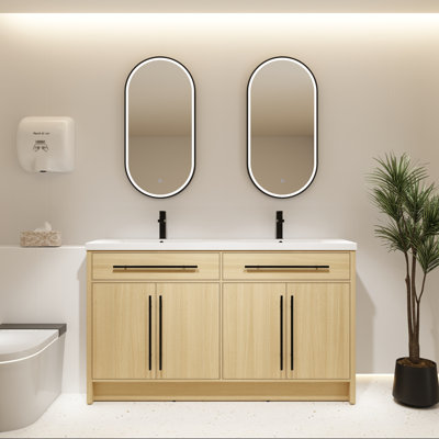 60" Plywood Bathroom Vanity with Resin Sink