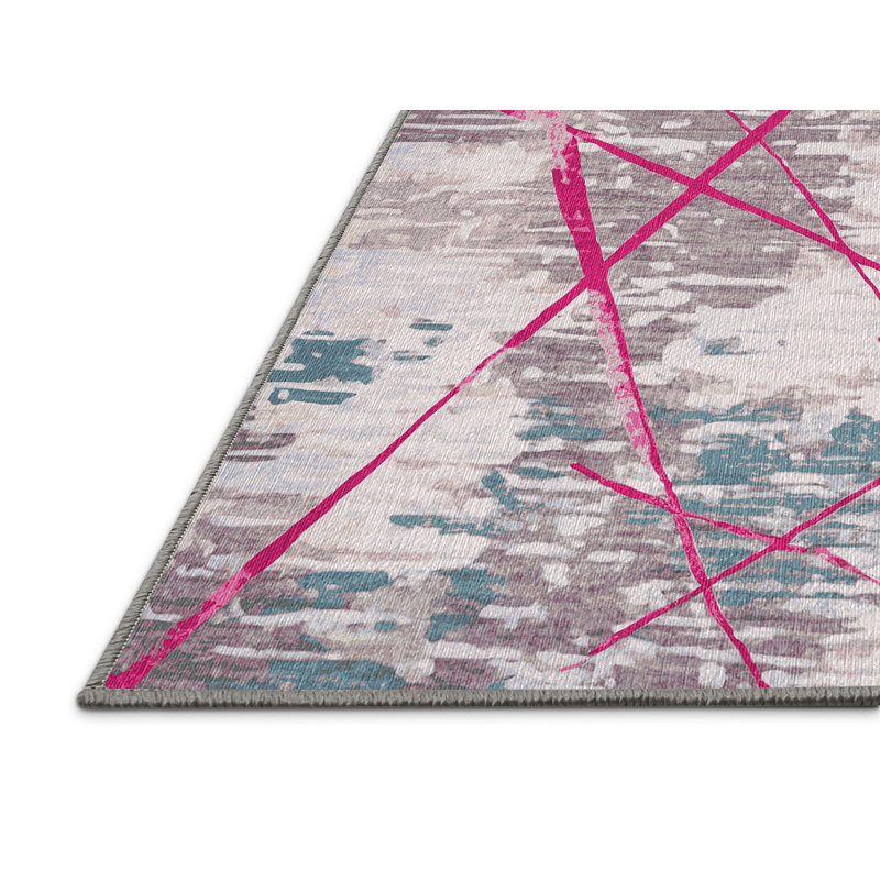Machine Washable Gray Area Rug, Round 4'
