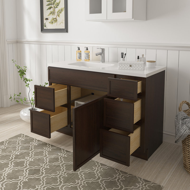 Base de meuble-lavabo simple 48 po seulement, Brun