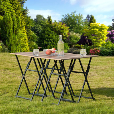 Rustic Brown Folding Tv Tables With Stand, For Limited Living Rooms Trays , 4 Stand Confined Spaces