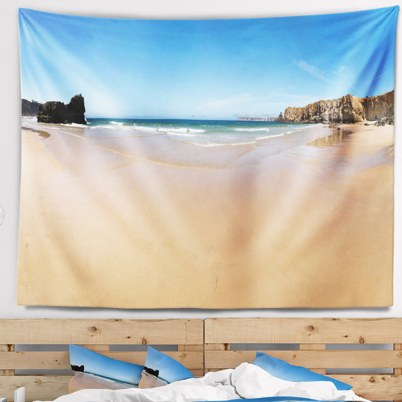 Plage, plage, sable, côte de sable, tapisserie panoramique, H 32 po x l 39 po