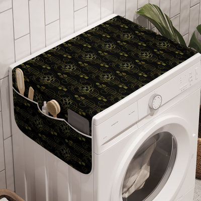 East Urban Home Ethnic Washing Machine Organizer Pack of 2 47" x 18.5" Charcoal Grey Dark Yellow