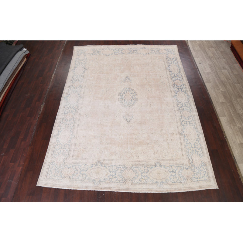 Tapis corail en laine noué à la main de conception unique 9 pi 8 po x 13 pi 3 po Oana