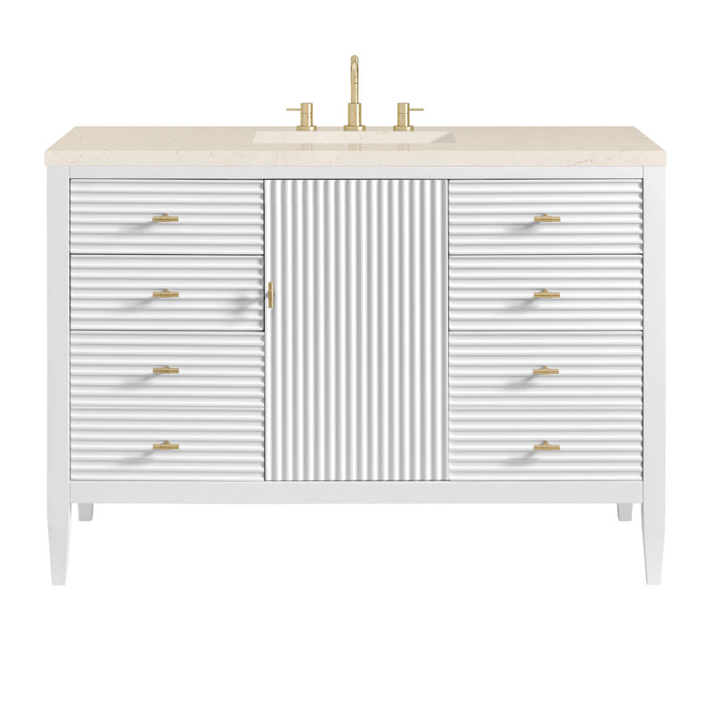 Myrrin 48'' W Single Vanity, White Zeus, Bright White, 8" Widespread