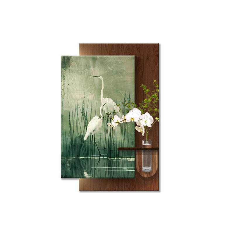 Art mural brun et vert en grès, H 39,37 po x l 31,5 po