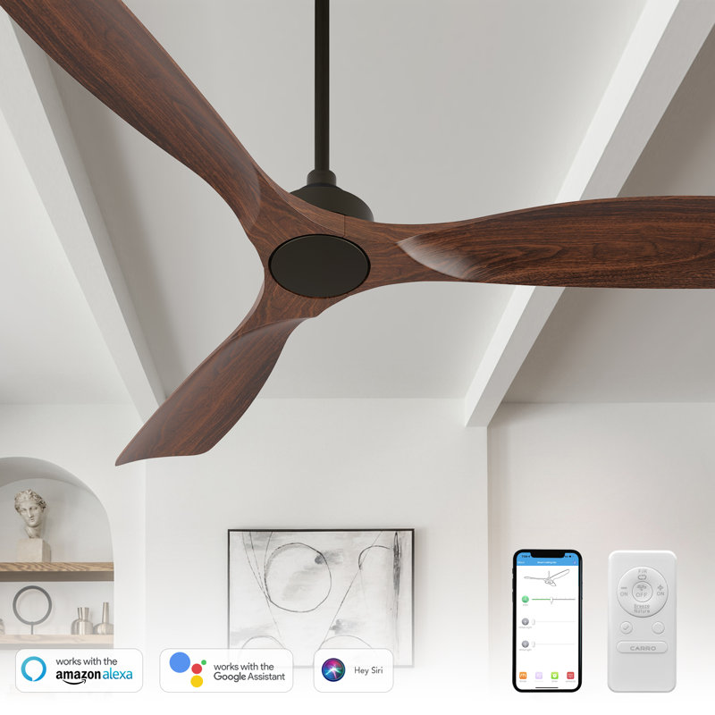 Ventilateur de plafond intelligent à 3 pales 52 pouces en ABS avec télécommande, Rouge Victoria