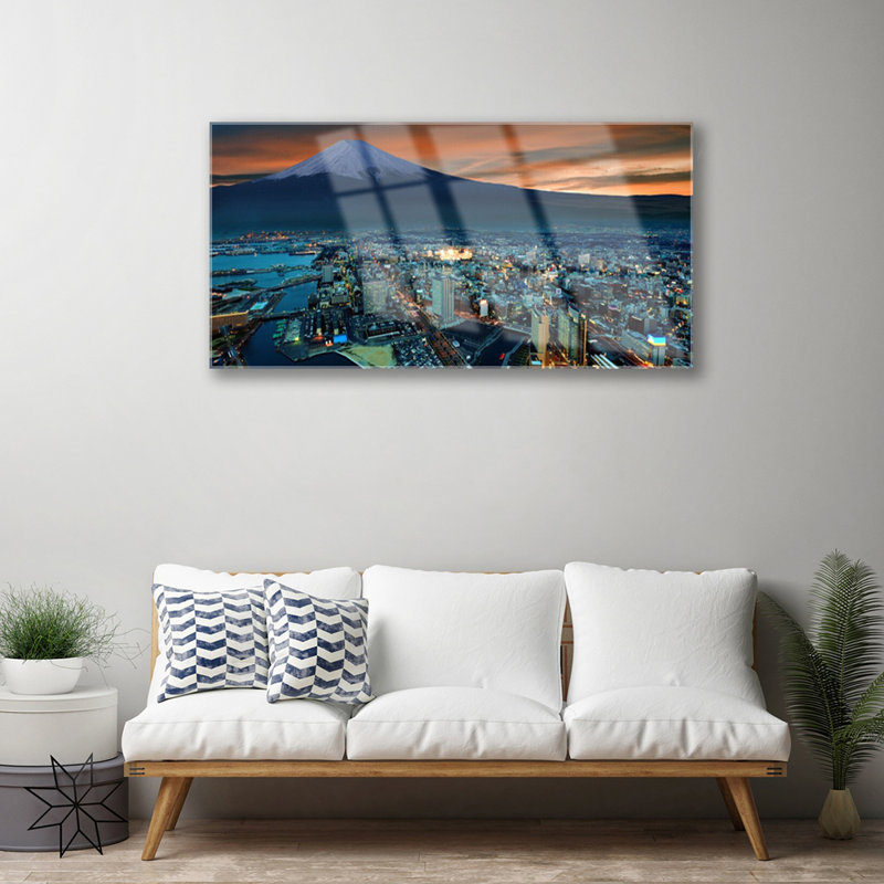 City Mountains Houses - No Frame Print on Glass
