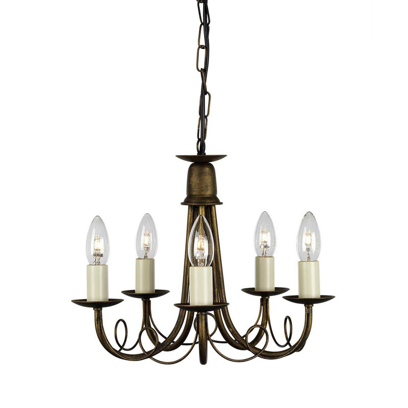 Docia 5 - Light Candle Style Chandelier, Black/Gold