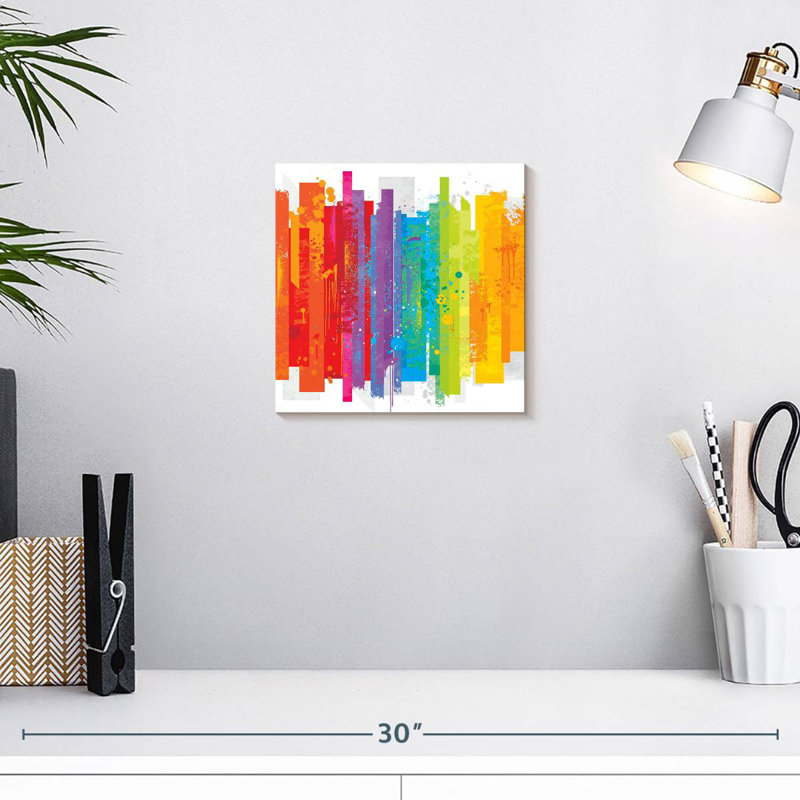 Kimira Grunge Abstract Rainbow, 10" H x 10" W
