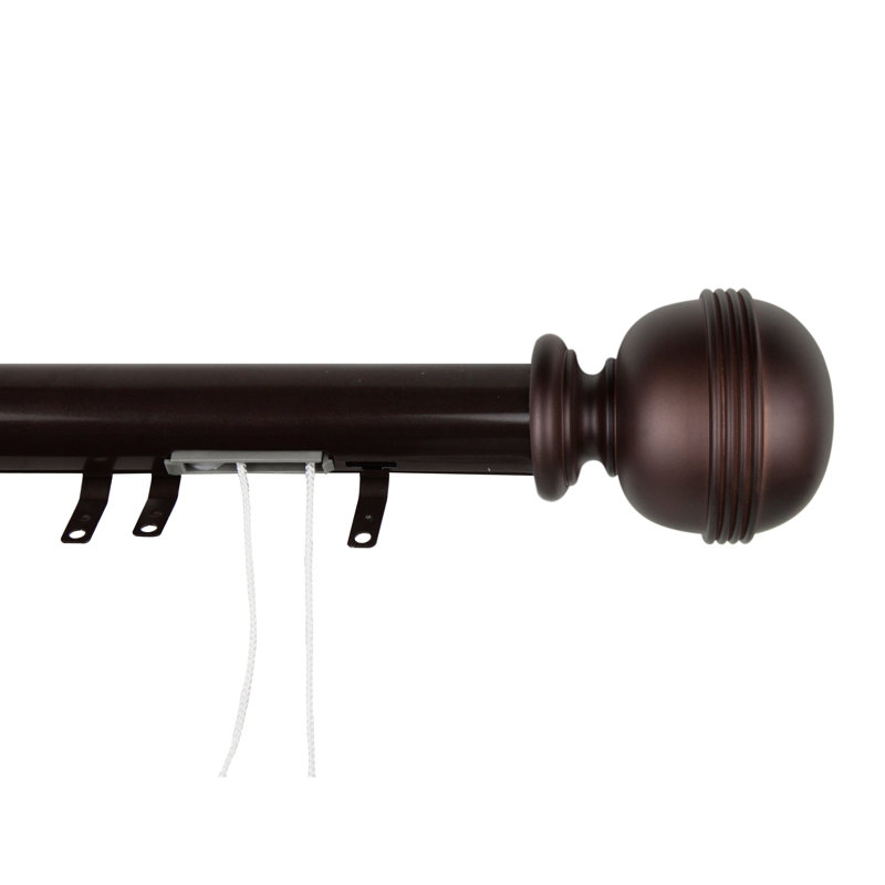 Tringle à rideaux simple réglable 1,5 "Shuster, l 30 - 48 po, Cacao