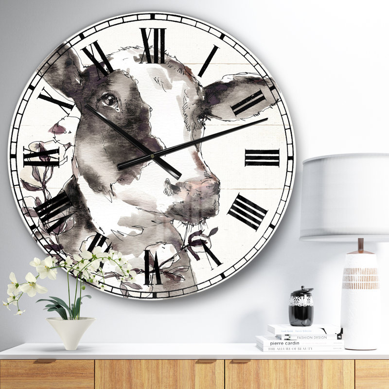 Swigart Cow Portrait Country Life - Farmhouse wall clock, Small