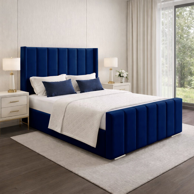 Premium Luxury Wingback Panel Bed Frame, Marine, Double (4'6)