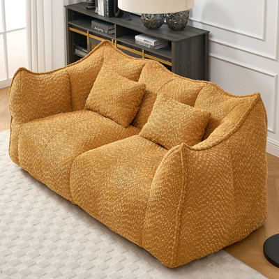 Soft Beanbag Chair With High Resilience Foam Core For Two People. The Comfortable Square Recliner Sofa Is Ideal For Family Members And Friends Engaged In Games, Reading, Watching Tv