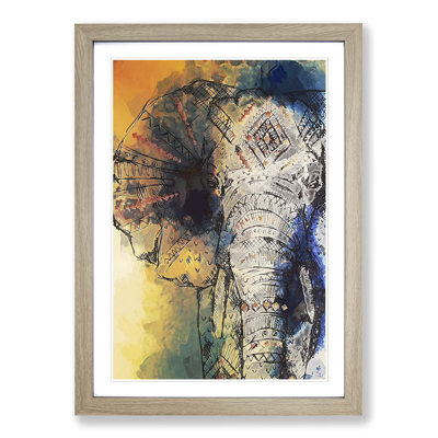 Indian Elephant in Abstract - Framed Print