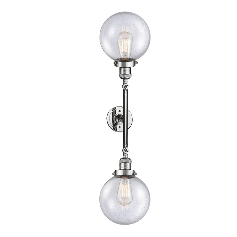 Éclairage de salle de bain à intensité variable 2 lumières Clementina, Ampoule incandescente rétro de 60 watts, Grainé