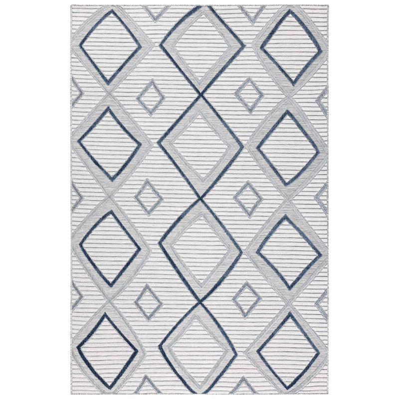 Adoram Geometric Machine Made Indoor / Outdoor Area Rug, Rectangle 6'5" x 9'6"