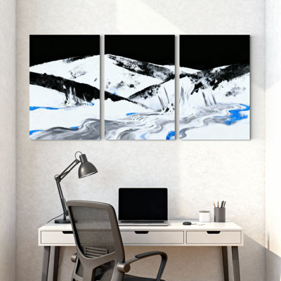 Scénario et paysages urbains abstraits de montagne, art de l'eau, ensemble de 3 impressions sur toile