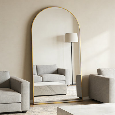Arched Full-Length Mirror Freestanding Wall-Mounted Modern Floor Mirror With Stand Aluminum Alloy Frame For Bedroom, Living Room, Hallway