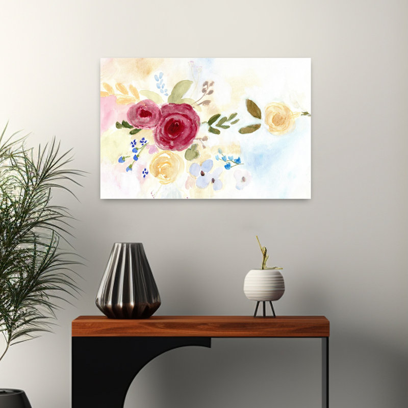 Art contemporain, art abstrait rose, H 16 po x l 24 po
