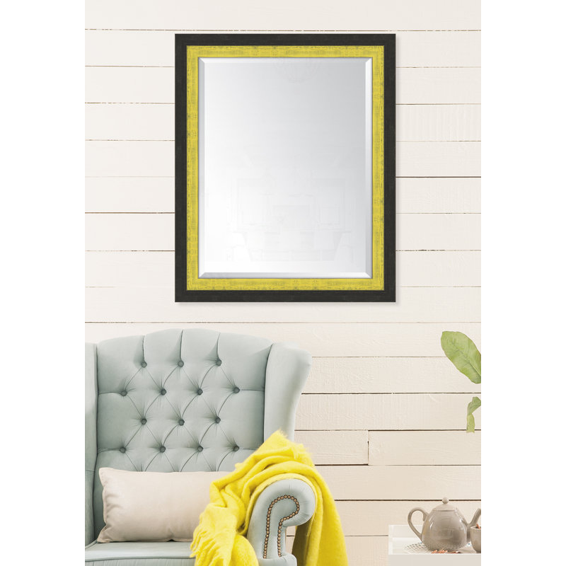 Miroir mural noir et jaune ardoise, H 42 po x l 30 po