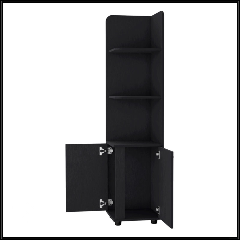 Armoire noire à 2 portes avec 3 tablettes d'angle