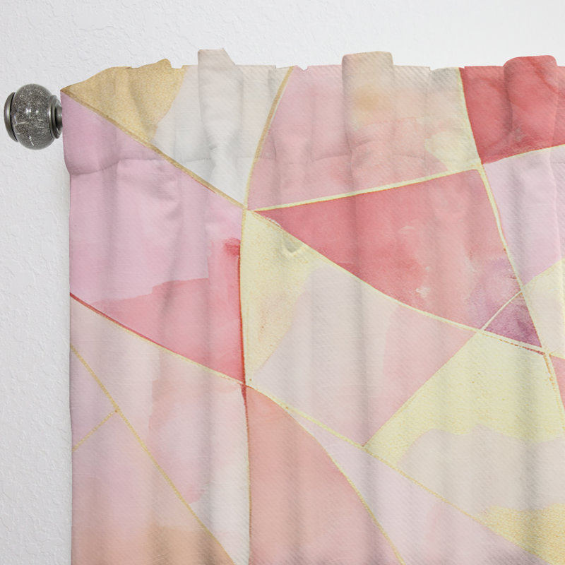 Tessellations roses et dorées Tracy - Rideau moderne - Velours obscurcissant - 1 panneau, L 52 po x L 63 po