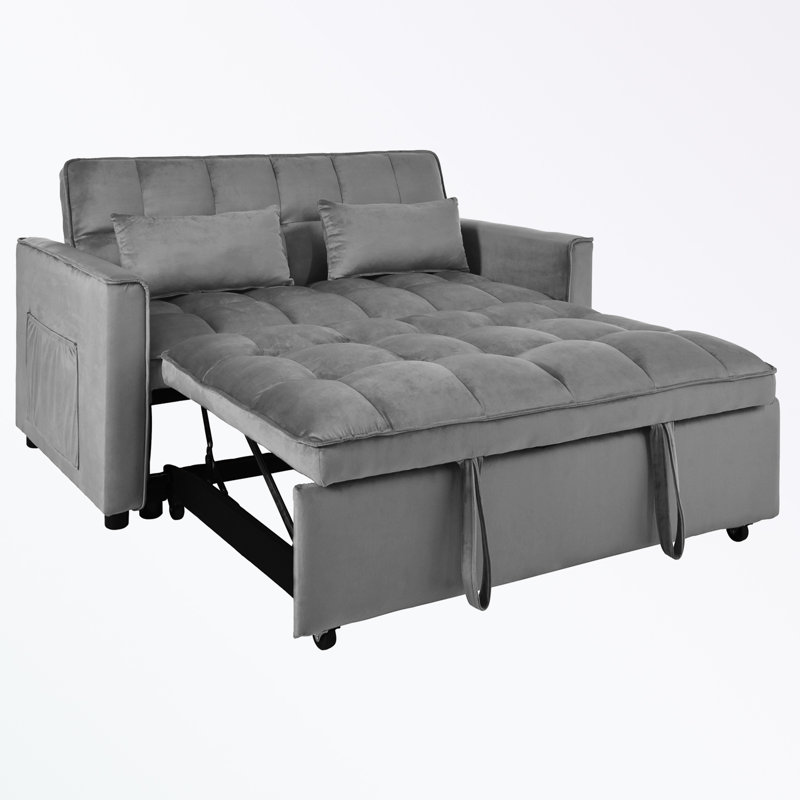 Canapé-lit avec dossier inclinable et coussins, Gris foncé