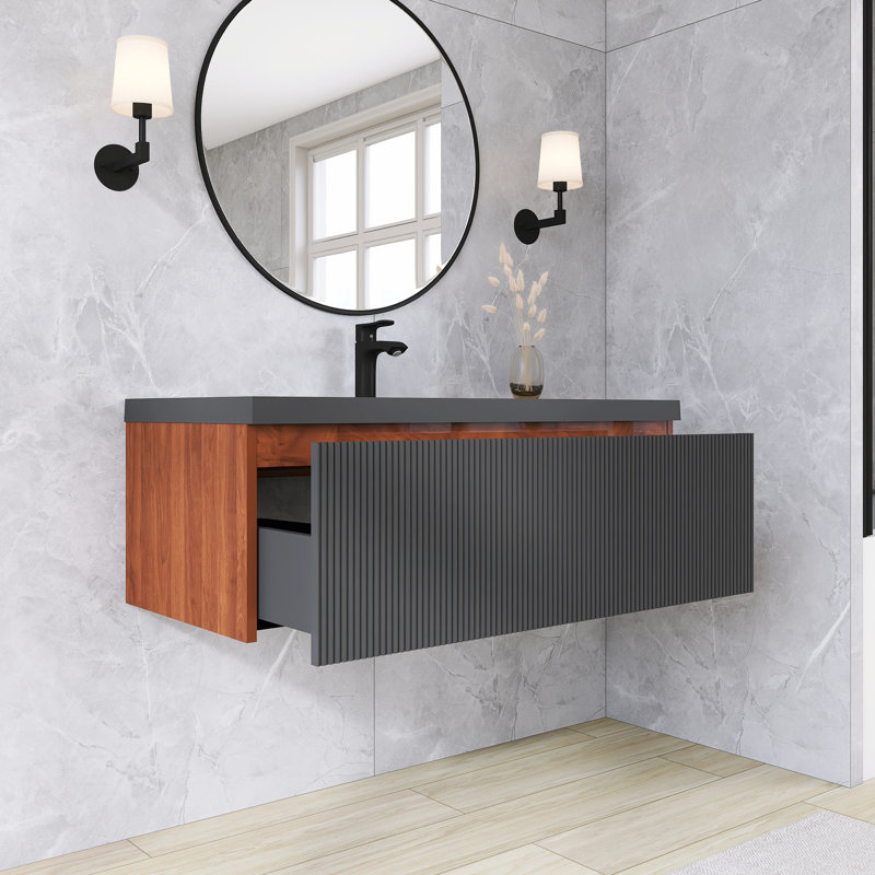 Meuble-lavabo mural simple 42 po avec comptoir en quartz 42 po, 42''