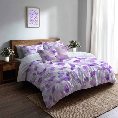 Calming Bedding Set 5 Pcs - Floral Lavender Air Duvet Cover And Throw Pillow Set