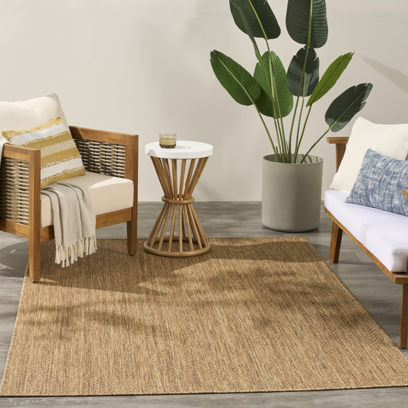 Tapis noir intérieur / extérieur Remmie, Rectangle 10 pi x 14 pi, Naturel