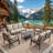 5-Piece Metal Patio Furniture Set, 7-Seat All-Weather Conversation Sofa With 4 Inches Thick Beige Cushions, Khaki Frame, Coffee Table For Porch Backyard Garden-129691627-129691628-129691630