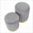 Ottomans Set of 2, Contemporary Light Gray Pleated Velvet Nesting with Gold Metal Base | Gold | Metal-123499482