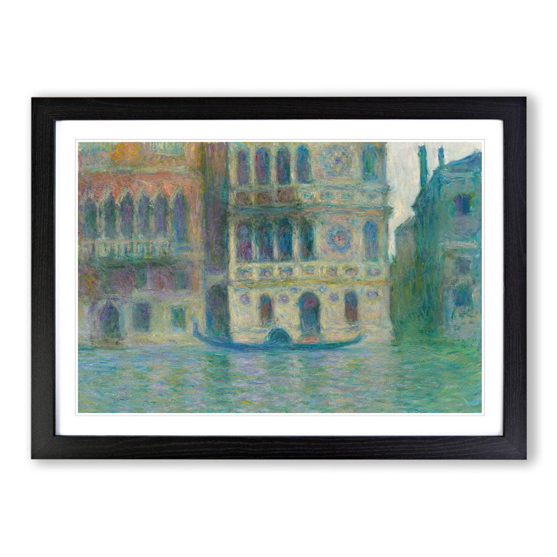 Venice, Palazzo Dario by Claude Monet - Picture Frame Painting, 27cm H x 36cm W x 2cm D, Black Framed
