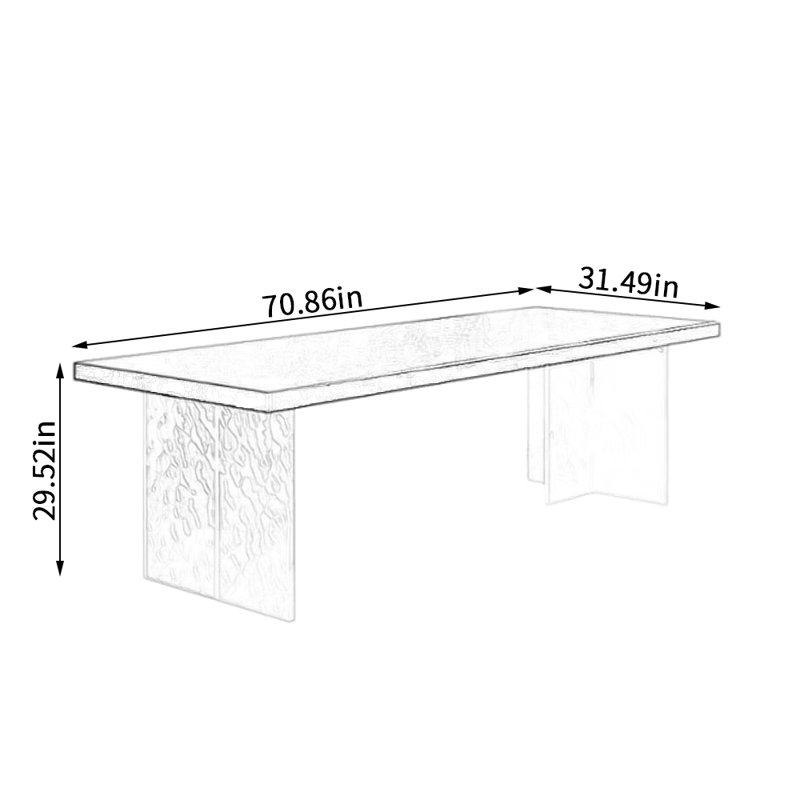 Ash Solid Wood Top Dining Table, 31.49" W x 70.86" L