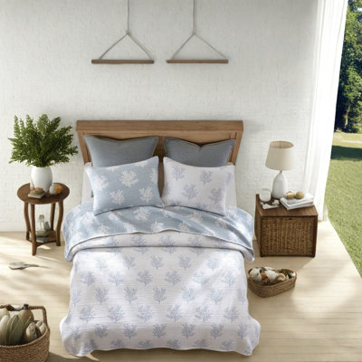 Ensemble de literie réversible bleu, couette en mélange de coton pour chambre à coucher (grand lit, lit double).