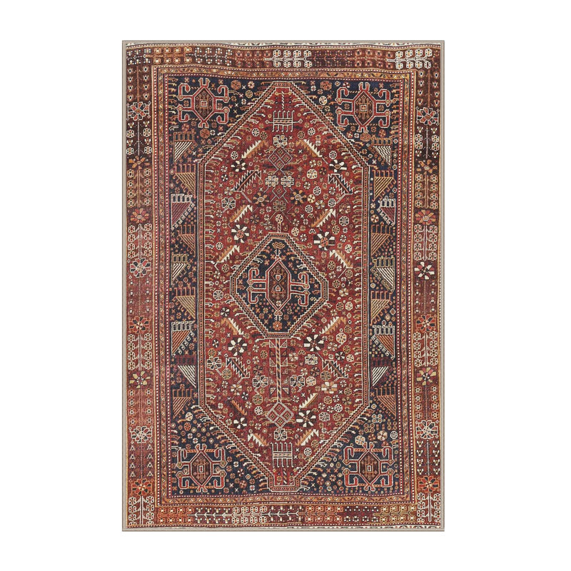 Tapis traditionnel rouge / noir, Rectangle 3 pi x 5 pi