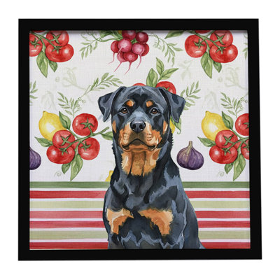 Rottweiler Vegetables Framed Metal Print