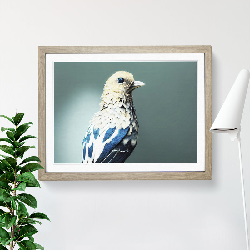 Luscious Bird - Single Picture Frame Print, 46cm H x 64cm W x 2cm D, Oak