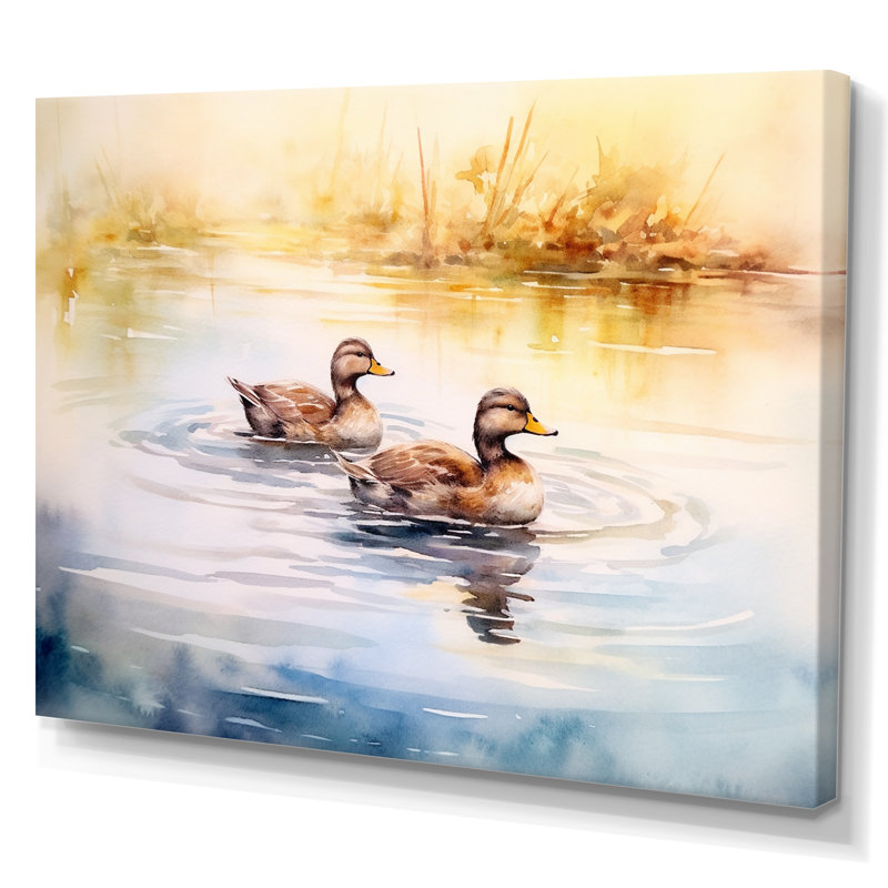 «Ducks in Pond V», reproduction sur toile encadrée, H 12 po x l 20 po x P 1 po, Toile tendue