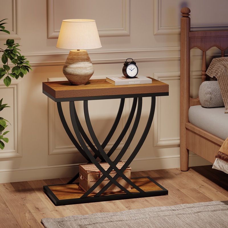 Table de bout étroite 23,62 po, Brun