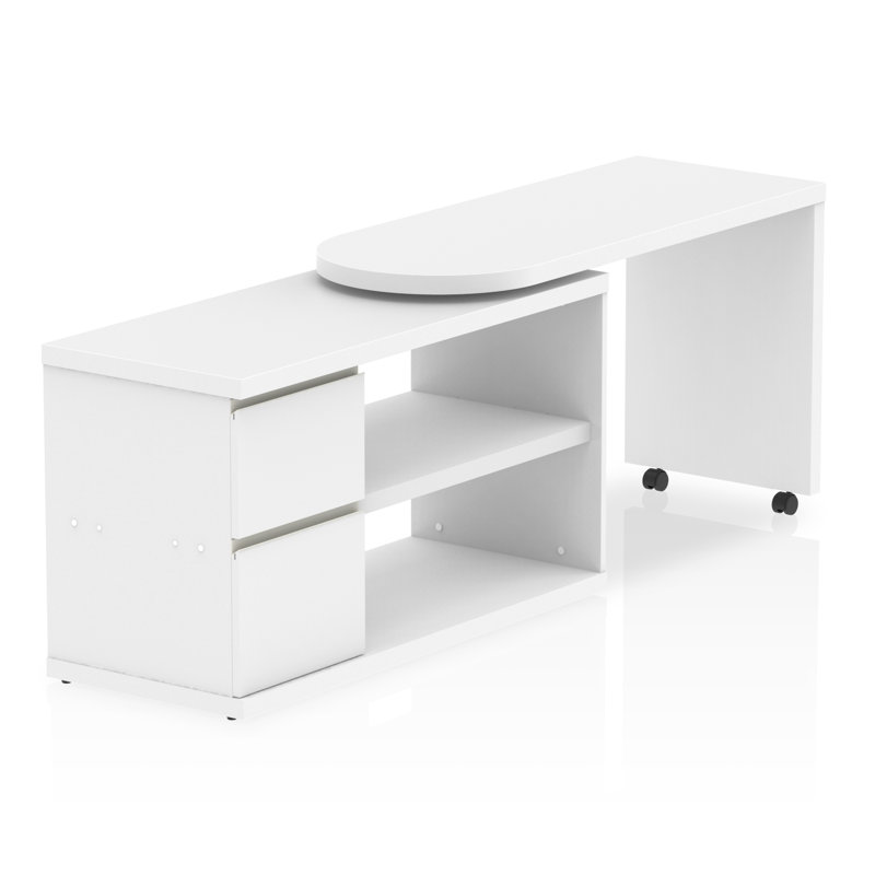 Qichen Foldable Modular L-Shaped Computer Desk Secretary Desk, White