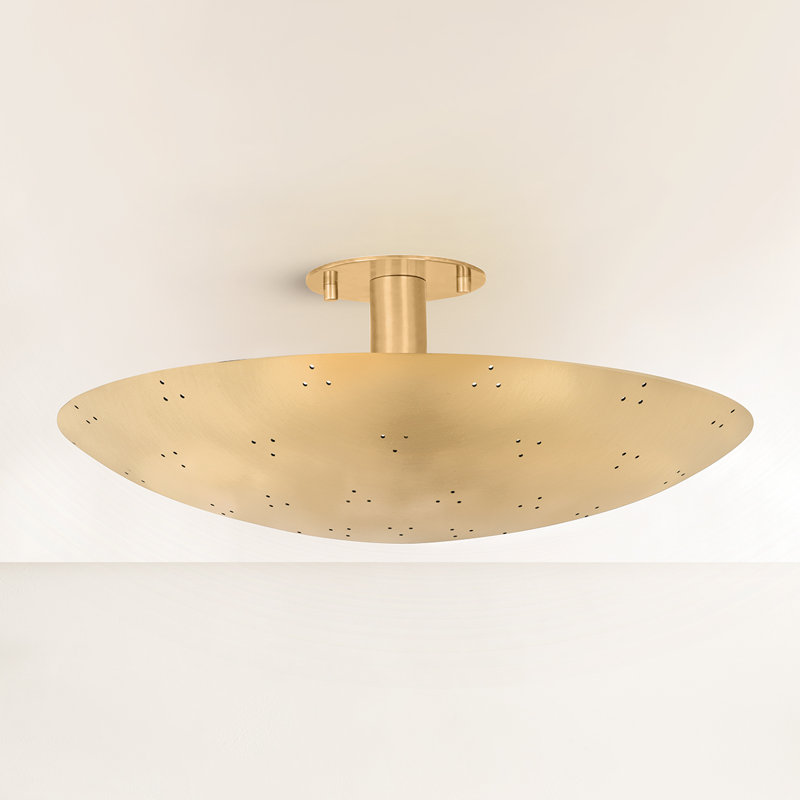 Bern Flush Mount in Vintage Brass, Gold, 6.75" H x 6.75" W x 18" D, E12 Bulb