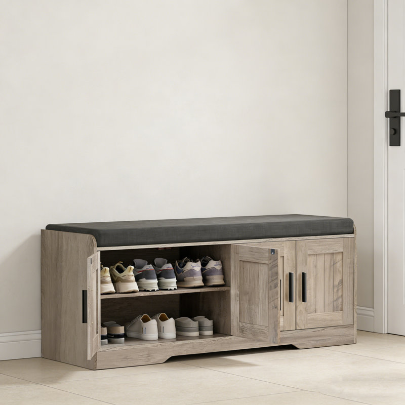 Banc de rangement moderne avec siège rembourré