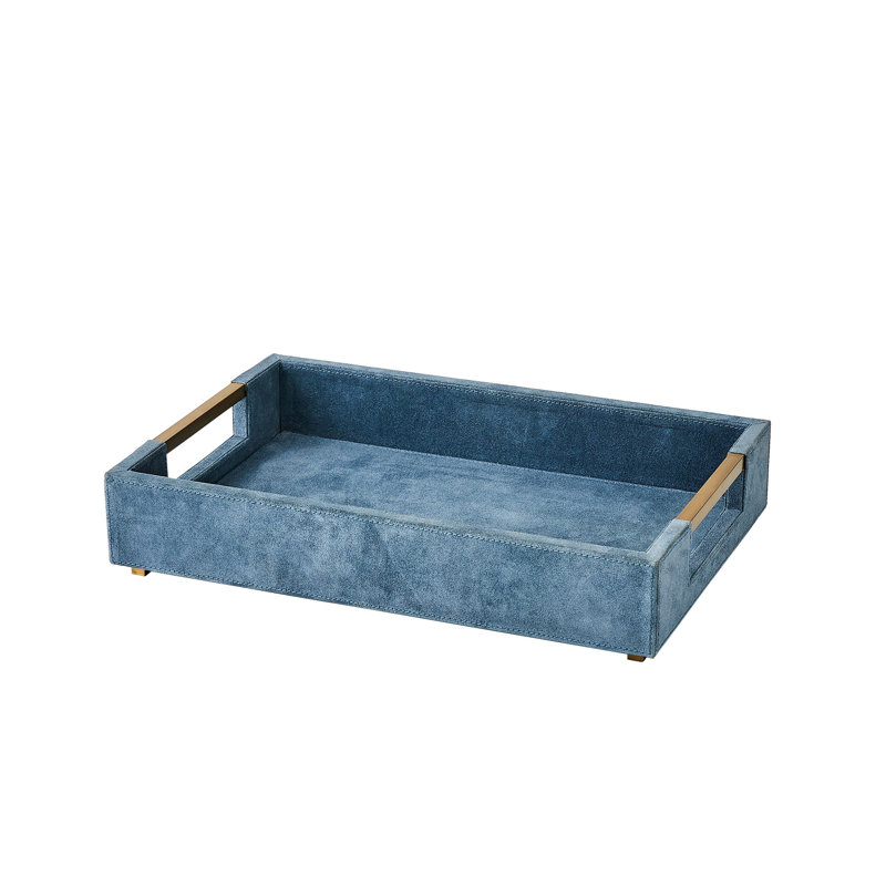 Posh Tray-Dusty Blue Suede-Lg, Bleu, L 18 po x P 12,5 po x H 3,75 po
