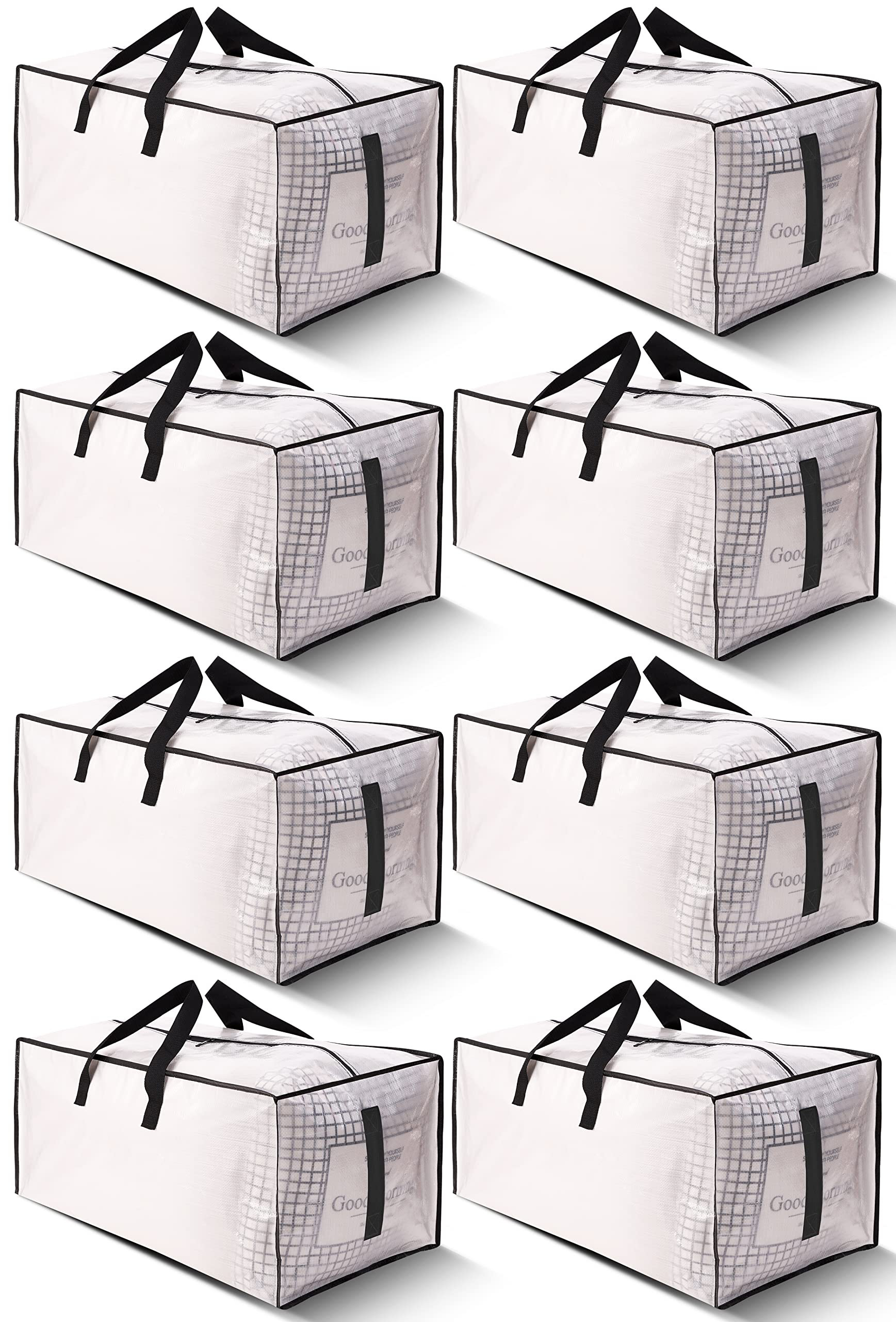 Rebrilliant 8 Pack Large Strong Moving Bags With Zippers & Carrying ...