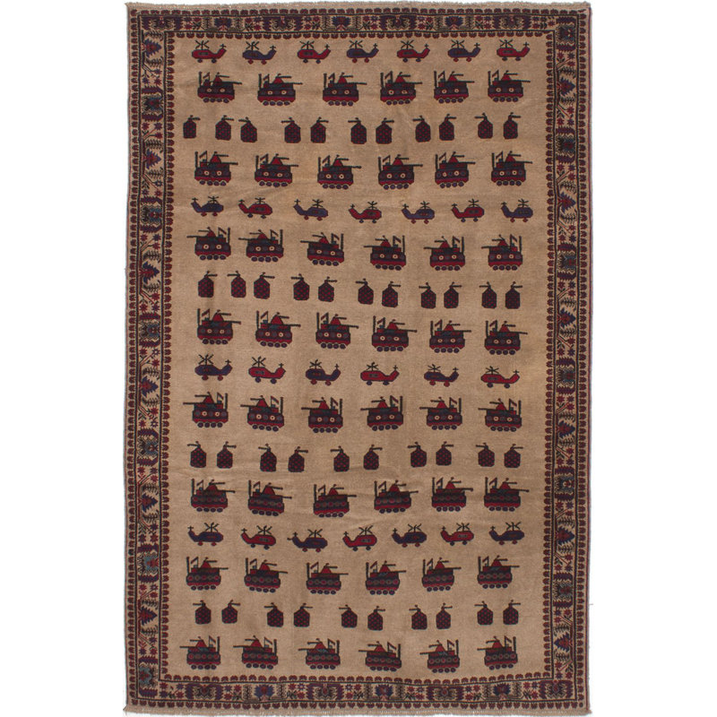 Tapis unique en laine noué à la main brun clair de 6 pi 8 po x 10 pi 2 po Isolde