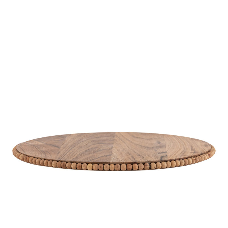 Plaque de perles en bois d'acacia de 15,75 po de diamètre