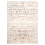 Beige Transitional Silk Wool Blend Rug - 9'1" x 12'5"