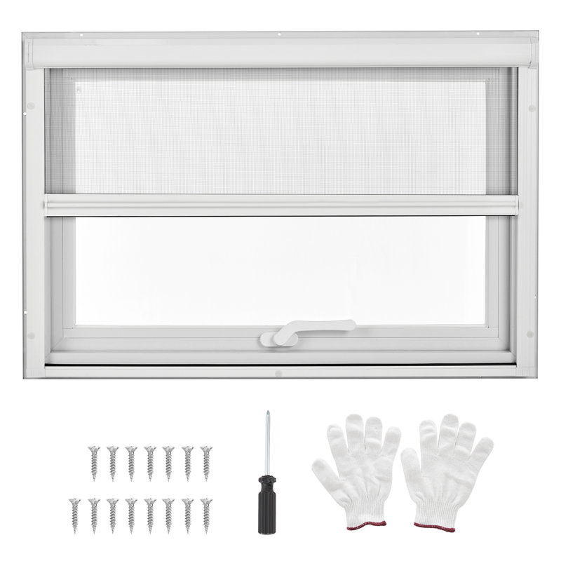 Fenêtre de toit coulissante 37 po x 25 po, fenêtre de sortie pivotante en verre trempé avec serrure de sécurité pour enfants, idéale pour le balcon, la cuisine et la salle de bain